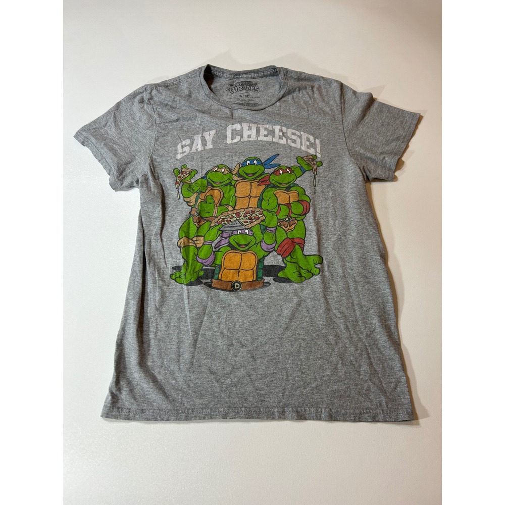 Nickelodeon Teenage Mutant Ninja Turtles T-Shirt Men's Small Gray Say Cheese Tee